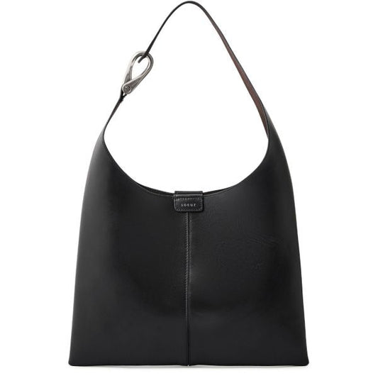 SOEUR Cosima mini hobo bagの黒いスムースレザー製ミニホーボーバッグ
