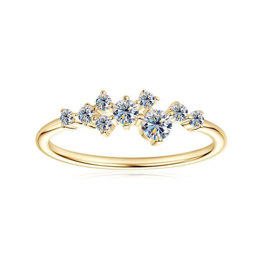 แหวนคลัสเตอร์ CHASAU 925 sterling silver ชุบทอง 14K พร้อม moissanite โทนหรูสำหรับใส่ทุกวัน