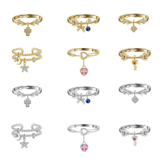 Nhẫn nữ mạ vàng 14K RINNTIN thiết kế tinh tế với charm nhỏ sang nhẹ
