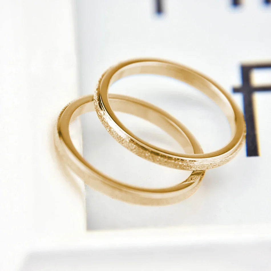 CHIHANG stainless steel 14K gold color eternity band ring in 2mm, 3mm, and 5mm widths