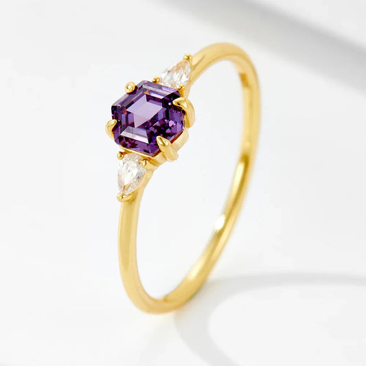 แหวน Peishang เงิน 925 ชุบไวท์โกลด์ 14K ดีไซน์เรขาคณิตประดับ CZ สีใส
