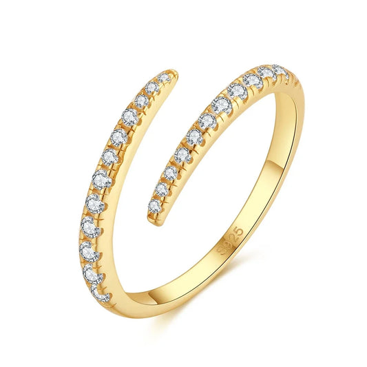 RINNTIN SR319 オープンタイプの925シルバーリング、ジルコン付き、14K Gold PlatedとRhodium Platedの比較イメージ